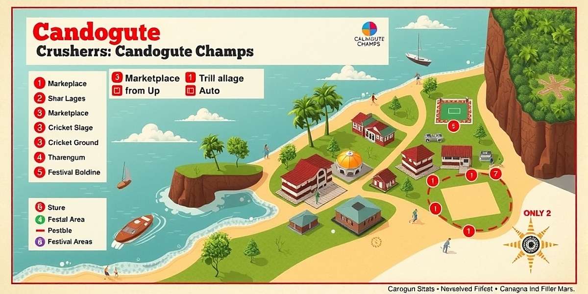 Candolim Village Map Candolim Champs village map showing marketplace, cricket ground, and festival area